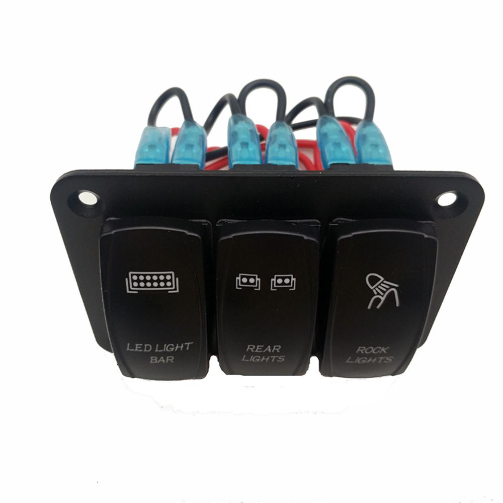 Новая панель тумблеров на 3 положения 12В/24В с синей светодиодной подсветкой для автомобиля, морского судна, лодки