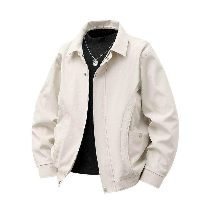 Add Fat Plus Size Men's Casual Lapel Jacket Spring and Autumn Thin Fat Man Versatile Men's Jacket
