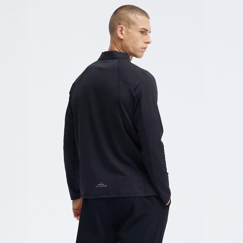 Unisex Long Sleeve Quick-Dry Running Top With Half-Zip Stand Collar Winter Fitness Hiking