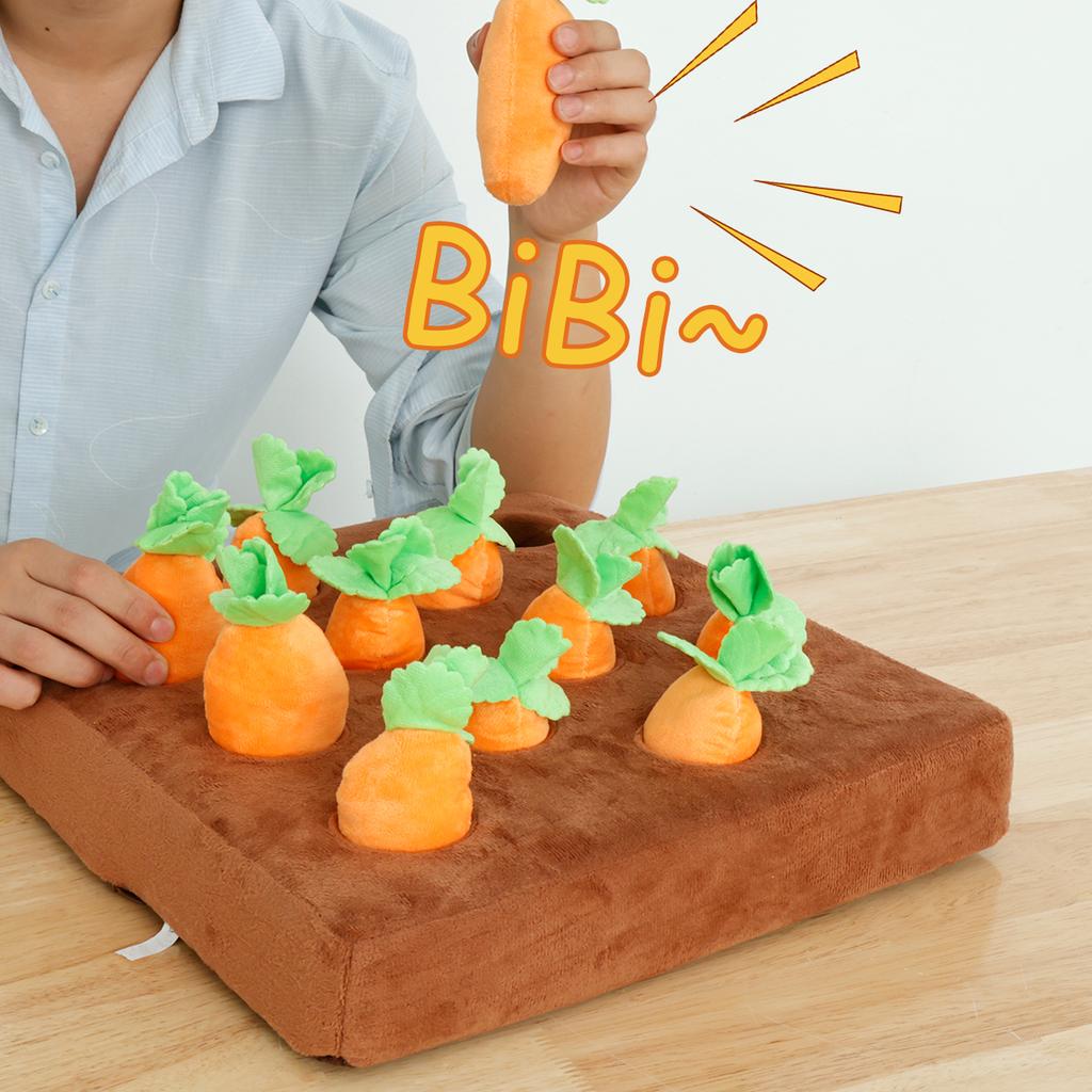 Dog Carrot Plush Toy Interactive Dog Voice Toys with Non-Slip Bottom Cute Dog Carrot Patch for Aggressive Chewers Pet