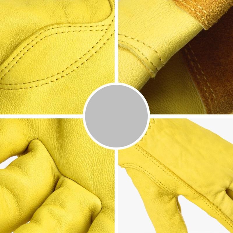 Heat Resistant Gardening Gloves Leather Durable Protective Long Cuffs For Outdoor Work And Home Maintenance