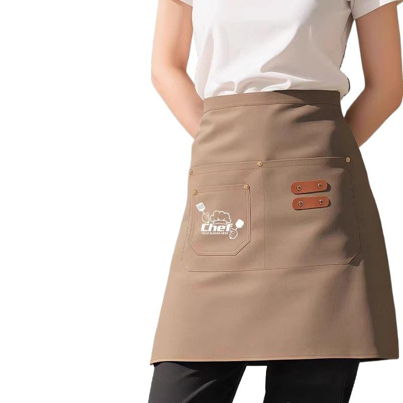 Fashionable Waterproof Canvas Half Apron - Breathable & Wear-Resistant for Work & Catering