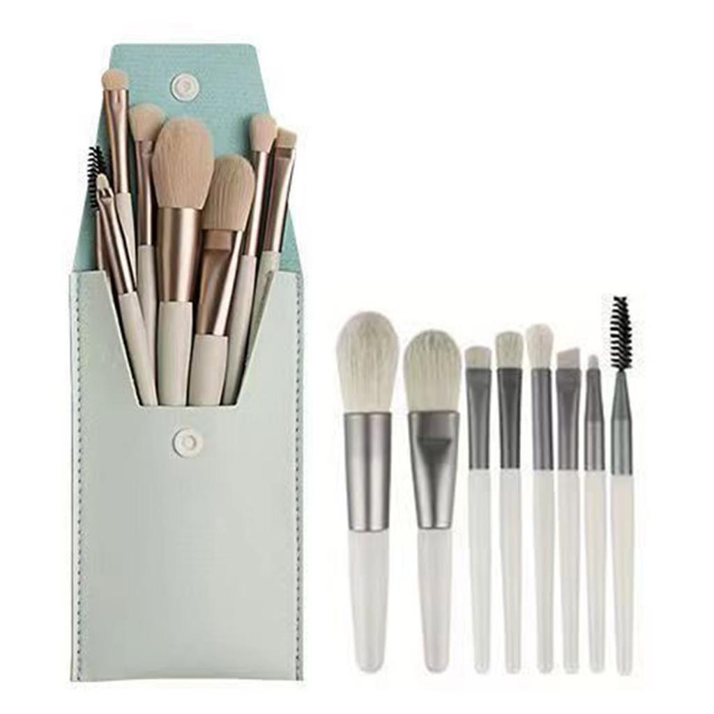 Mini Size Makeup Brush Collection - 8 Piece Soft Synthetic Hair Brush Set with Carrying Case, Perfect Blush and Face Brushes for Makeup Newbies