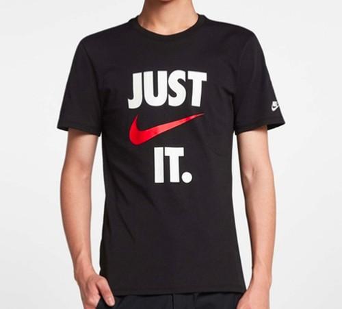 Nike Мужская ретро-футболка черного цвета с коротким рукавом и принтом-буквой