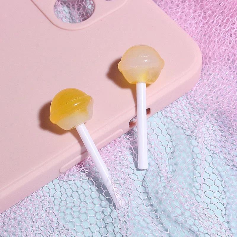 10Pcs Cute Color 3D Lollipop Decor Cream Gel Mobile Phone Case Accessories Girls DIY Homemade Hairpin Pendant Material Sticker