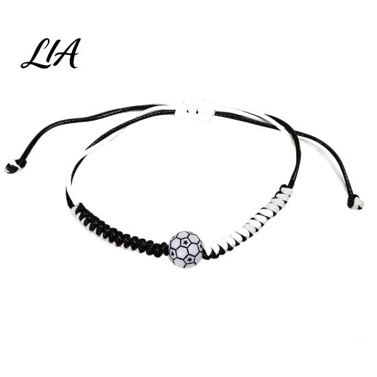 Stylish Cord Bracelet for Fans Sports Themed Braided Bracelet, Adjustable Hand Woven Rope Wristband with Trendy Enthusiast Accessory Ball Charms,