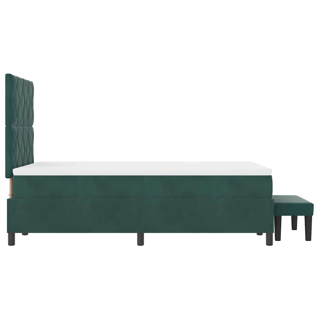 Box Spring Bed with Headboard Dark Green 190 x 120 cm Velvet