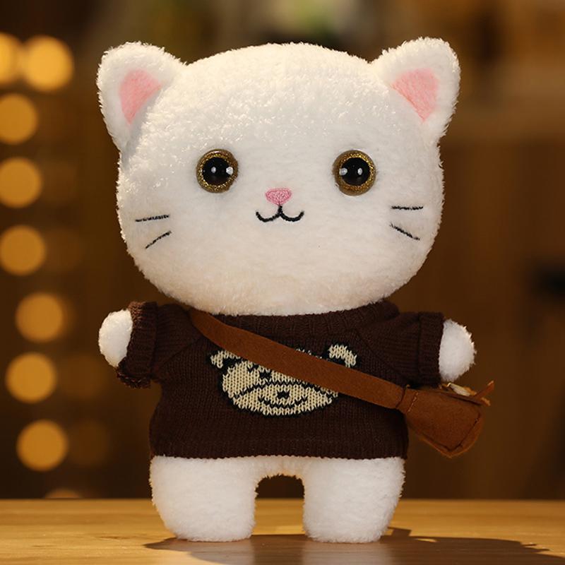 30 см Кафе Кот Маленькие Кошки Милая Подушка Плюшевая Игрушка Мягкая Кукла В Очках и Одежде Мультяшная Милая Игрушка