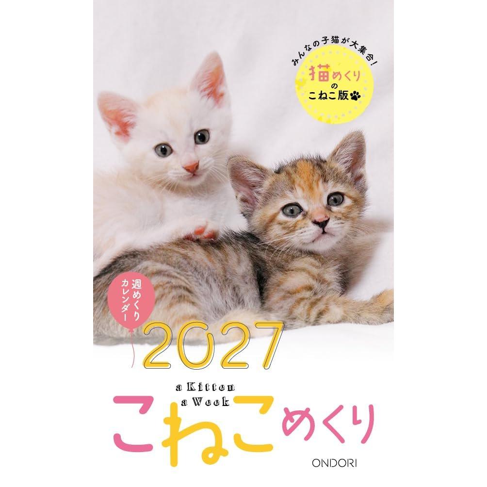 C-O-Two 2027 Настольный календарь-перекидной «Котёнок» Koneko Mekuri CK-C27-03 Сделано в Японии Ежедневный милый календарь с котиками и блокнот