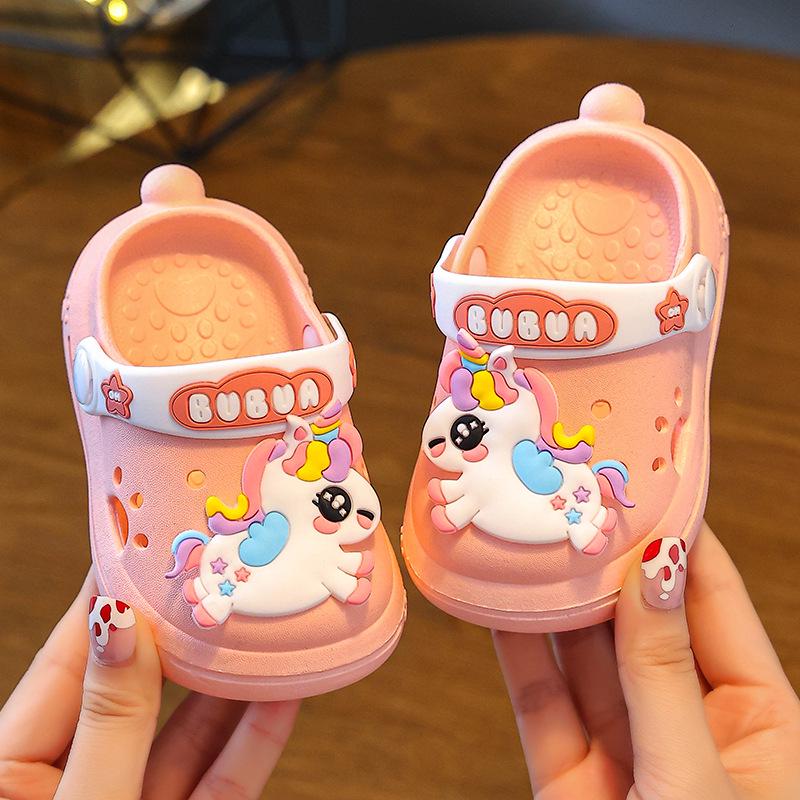 Детские кроксы своими руками с мультяшным дизайном для девочек, летние тапочки для малышей, мисок с защитой от столкновений, возраст 1-3 года