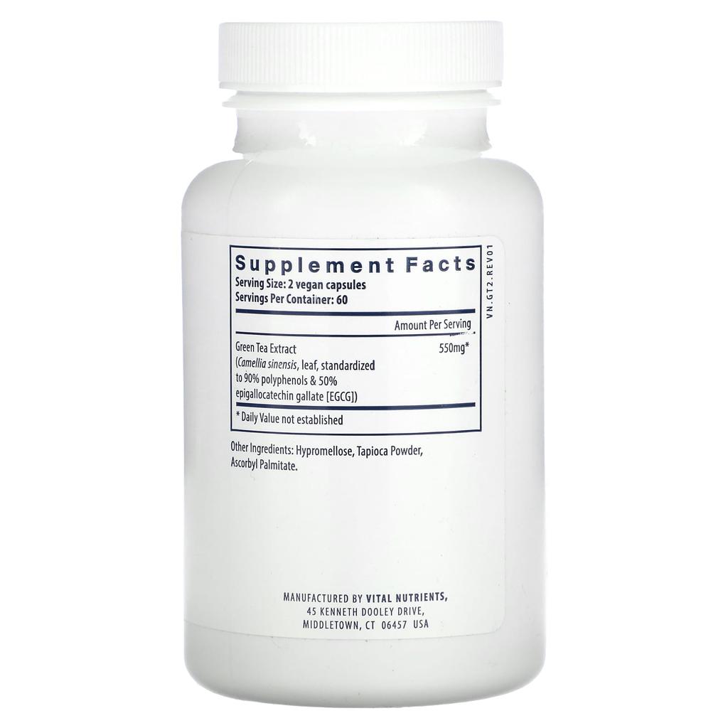 Vital Nutrients, экстракт зеленого чая, 550 мг, 120 растительных капсул (275 мг на капсулу)