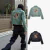 Mens Short PU Leather Biker Jacket With 911 Patch Embroidery Streetwear Style Loose Fit
