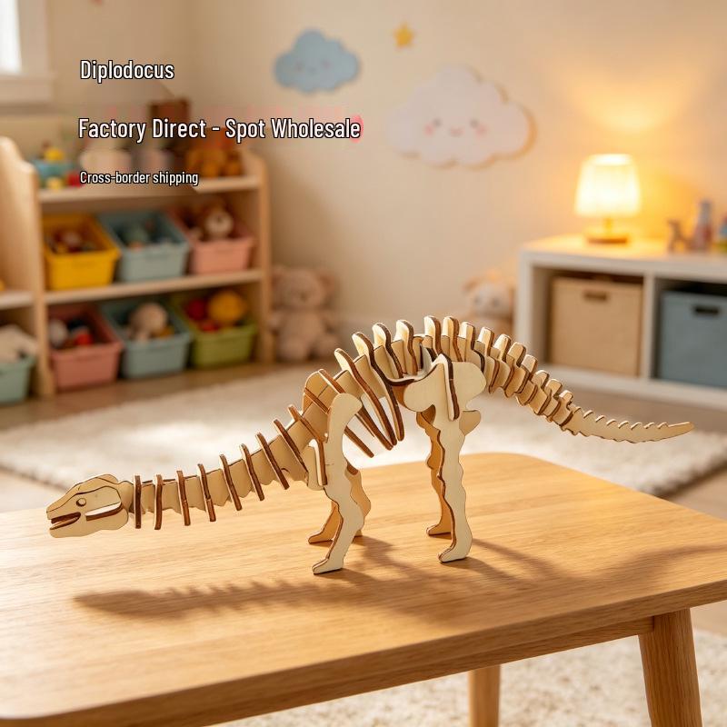 3D Пазл с динозаврами: Деревянная развивающая игрушка, собранная вручную, для детей