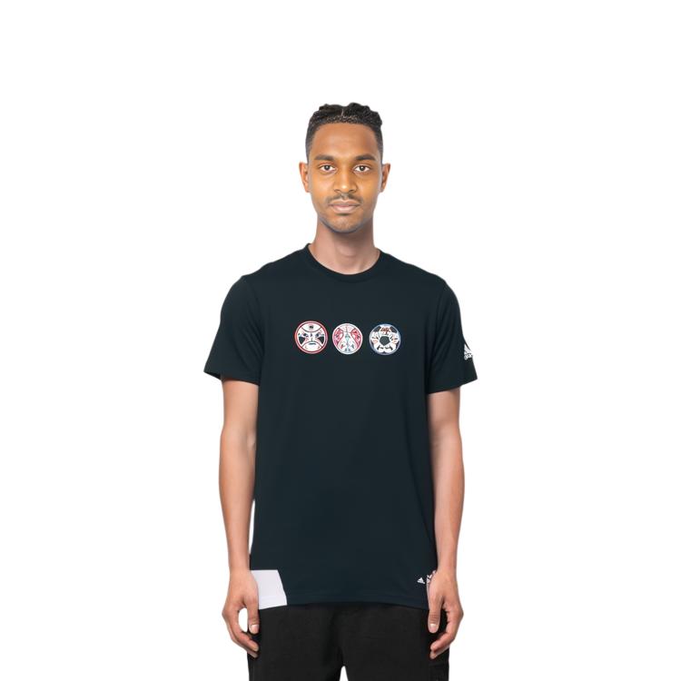 Adidas T Shirts Men's Black Crew Neck Moderate Straight Fit FT2850