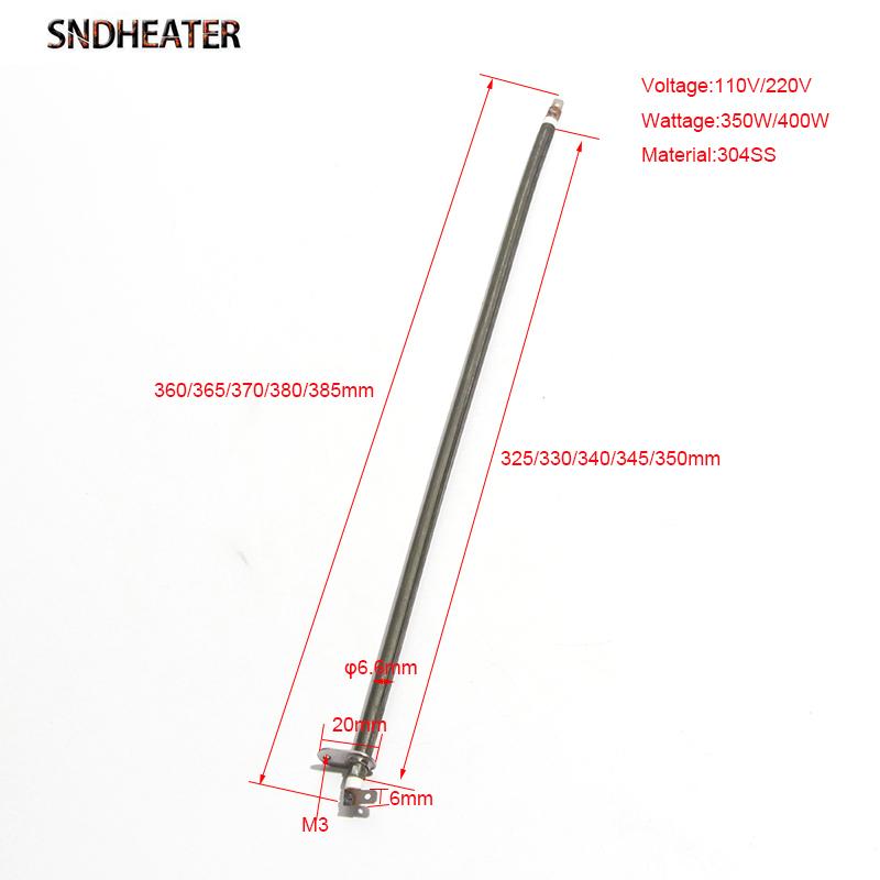 SNDHEATER 2 шт. Нагревательный элемент для электрической духовки Трубка из нержавеющей стали 304 6,6 мм*360/365/370/380/385 мм Круглый лист шириной 6 мм 350 Вт 110 В/220 В