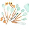 12Pcs/Set Silicone Cooking Kitchenware Heat Resistant Non-Stick Kitchen Baking Tools Wooden Handle Utensils Set with Storage Box