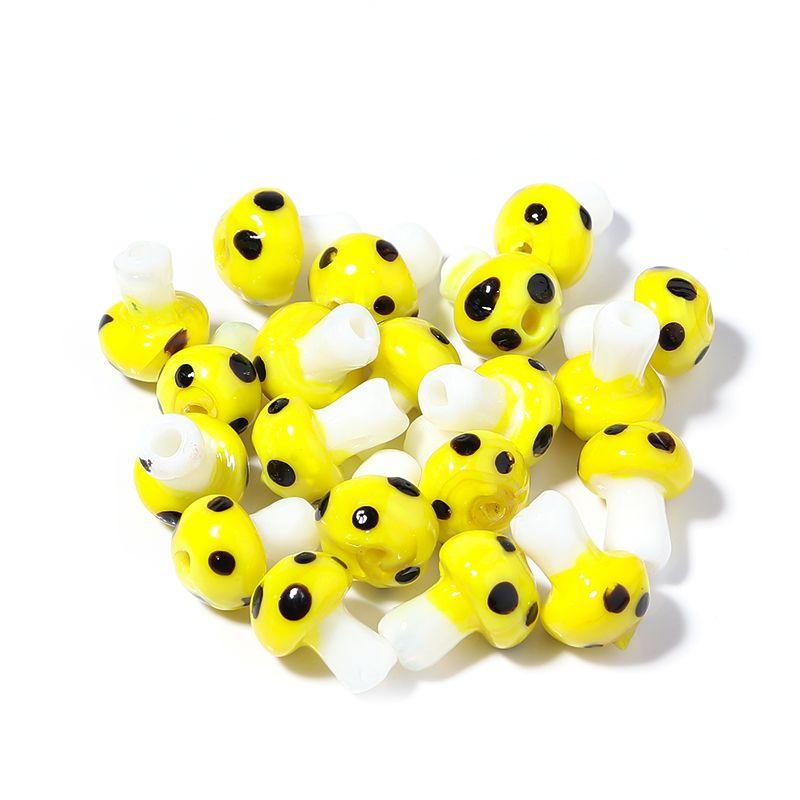 10pcs/lot Colourful Lampwork Beads Cute Mushroom Shape Loose Glass Beads For Jewelry Making DIY Craft Necklace Bracelet Findings