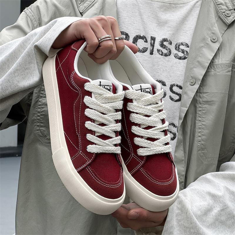 Мужские ковбойские парусиновые туфли Дышащие Тренд Мужские кеды на толстой подошве Тренд Удобные студенческие Скейтборд Кроссовки Обувь