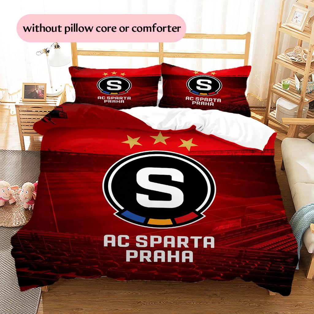 Sparta Prague football logo Pattern Bedding Home Decoration Birthday Gift (1 * duvet cover + 2 * pillowcase, without core)