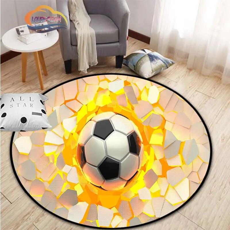 Ковер с изображением футбола, украшение для гостиной, круглая кровать, стул, коврик для дома, входная дверь, дети