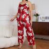 Большие размеры женские новые однотонные принтованные брюки-халтер комплект из двух частей пижамы