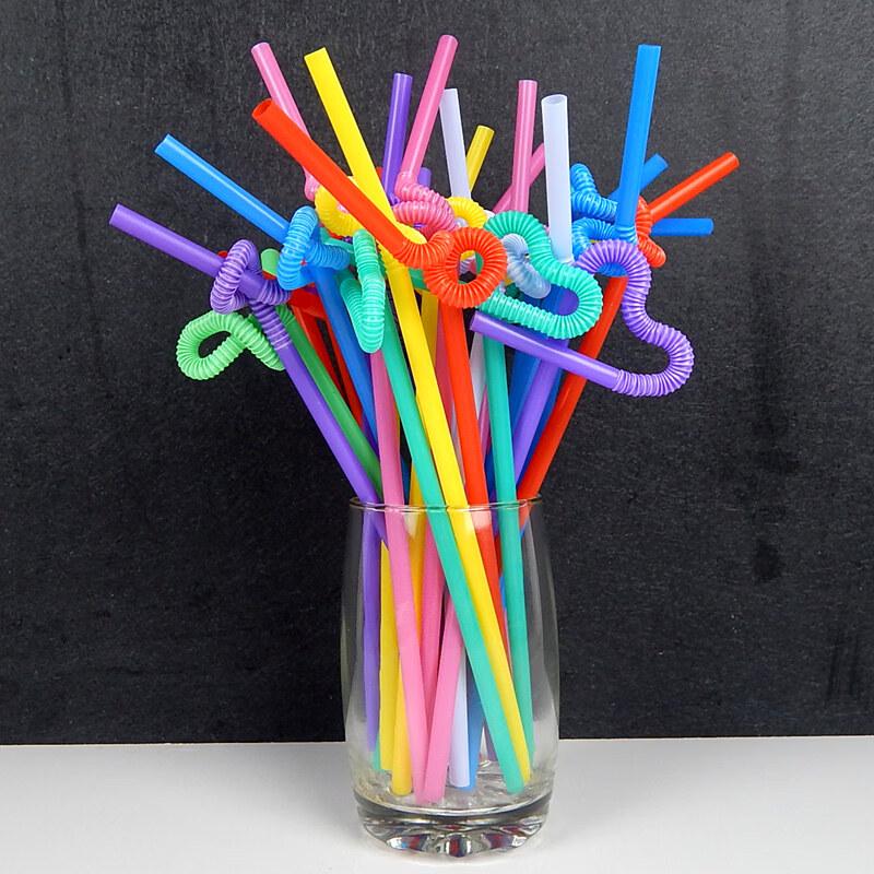 Colorful Artistic Bendy Disposable Plastic Straws