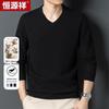 Hengyuanxiang Men's Thick Pure Wool V-Neck Pullover Sweater