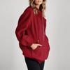 Solid Color Long Sleeve Pocket Hooded Zipper Thickened Pullover Sweatshirt for Women