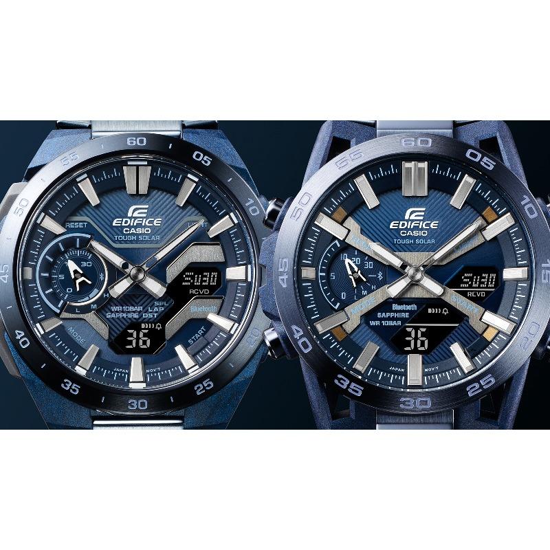 Casio Edifice Men's Stainless Steel 100M Water Resistant Analog Quartz Watch ECB-2200YCB-2A