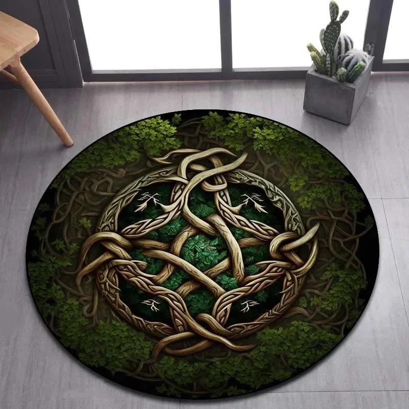 Viking Valknut Yggdrasil Tree of Life круглый ковер, ковер для гостиной, спальни, дивана, декор игровой комнаты, нескользящий напольный коврик
