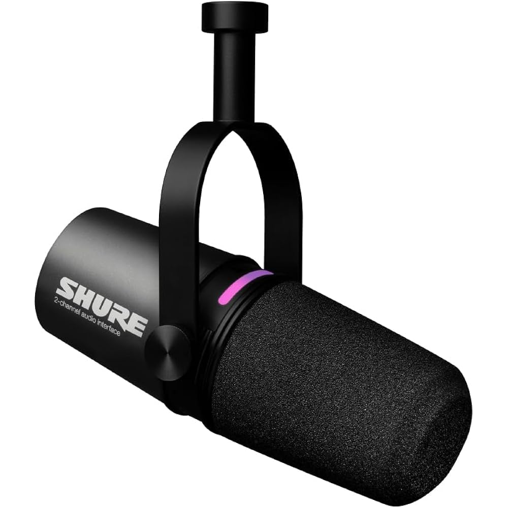 SHURE Sure MV7i Dynamic Microphone & Audio Interface Black MV7I-J: 2 Channel Compatible Max 60dB+...