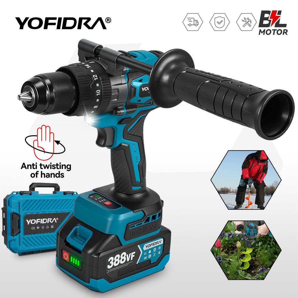 Yofidra 900 Нм 13 мм Бесщеточный Электрический Ударный Гайковерт 20+3 Крутящий Момент Беспроводная Отвертка-Шуруповерт Электроинструмент для Аккумулятора Makita 18V Штырь