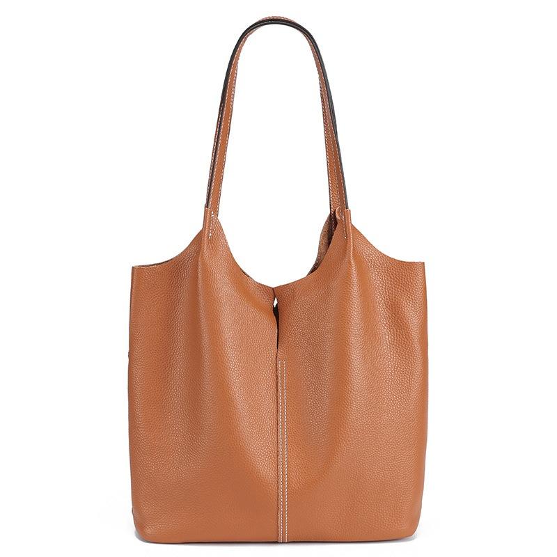 Leather Women's Bags New Tote Bags Large Capacity Women's Versatile Shoulder Bags Commuter Bucket Bags