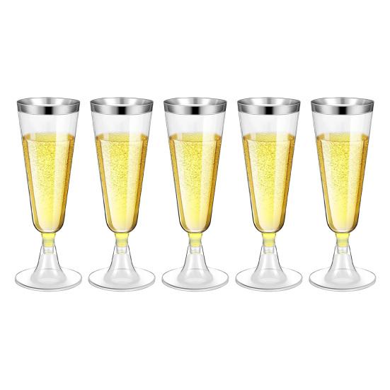 5 шт. Пластиковые стаканы-тумблеры 150 мл Прозрачные Элегантные Одноразовая Посуда для Вечеринок с Золотым Ободком Легкая Посуда для Напитков для Свадеб Банкетов И Празднований