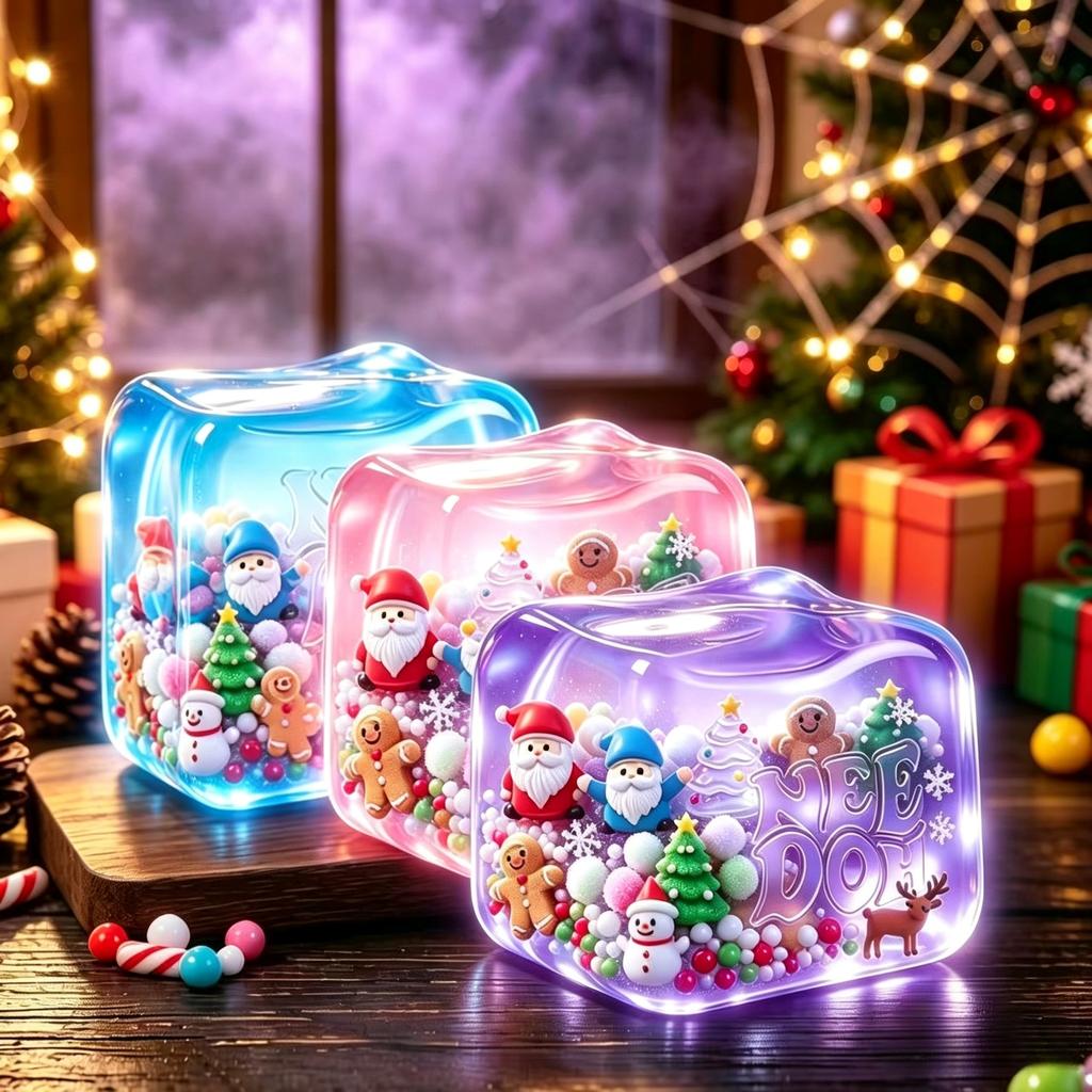 NeeDoh Nice Cube Holiday Edition Squishy Toy, Christmas & Halloween Sensory Fidget Toy, Super Solid Squish Anti-Anxiety Party Favors for Kids