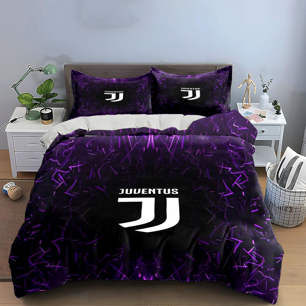 Purple abstract pattern, Juventus logo. Bedding sets Duvet cover sets Duvet covers Pillowcases(1 * Duvet Cover 2 * Pillowcases without duvet insert)