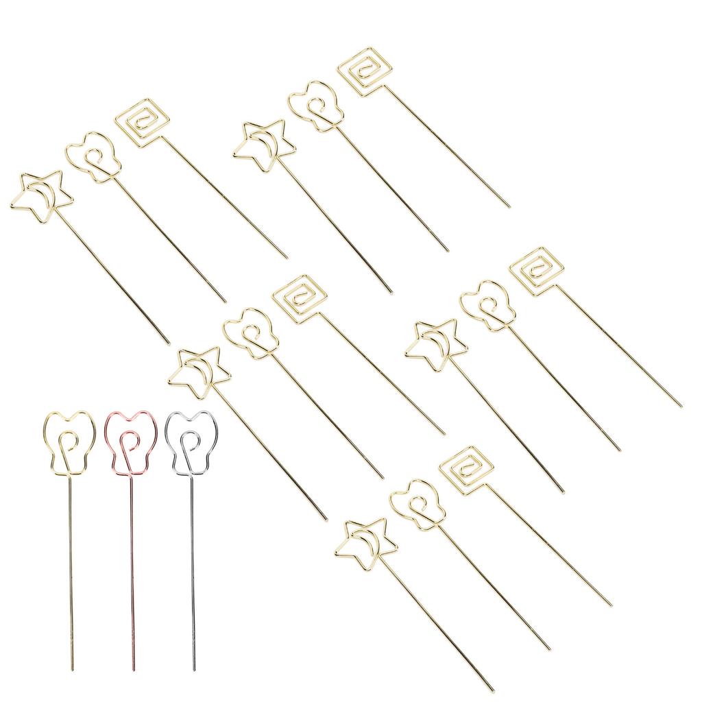 15pcs Table Number Holder Cute Shape Electroplating Process Practical Photo Stand for Office Anniver