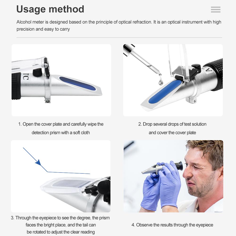Ручной рефрактометр для измерения спирта, диапазон измерения 0-80% ATC, тестер спиртных напитков, тестер содержания вина, опционально