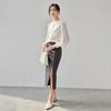 Sentubila Elegant Ruffle Collar Blouse for Women, Autumn New Style Pleated Long-Sleeve Shirt, Fashionable Office Wear Loose-Fitting Slimming Top