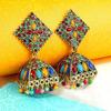 Elegant Earrings For Women Geometric Traditional Earrings Floral Design Gold Plated Cubic Zirconia Jhumka Drop Earrings Gift For Sister