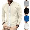 Men's Vintage Stand Collar Zippered Solid Color Loose-Fit Casual Jacket
