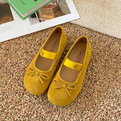 Весна и лето бант светлая пасть одинарная обувь женская универсальная супермягкая плоская подошва ремешок на подъеме балетки