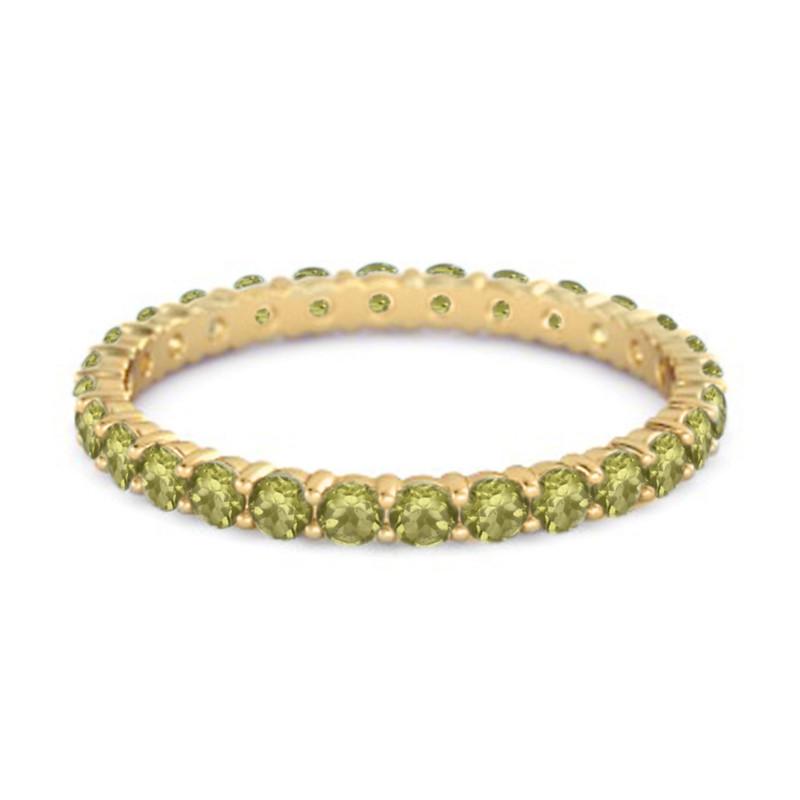 Peridot Full Eternity Ring - Sterling Silver Gold Vermeil