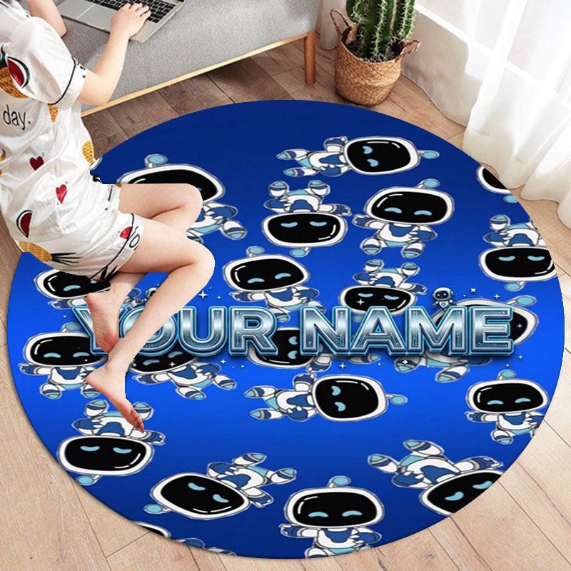 ASTRO BOT Custom Name Round Area Rug,Carpet Rug for Living Room Bedroom Sofa Playroom Decor,Non-slip Floor Mat