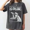 Gorillaz 2-D Виртуальная группа Портрет Графика Винтажная Кислотная стирка Оверсайз Уличная одежда Хип-хоп Фан-мерч Футболка Топ для фанатов Gorillaz Любителя музыки