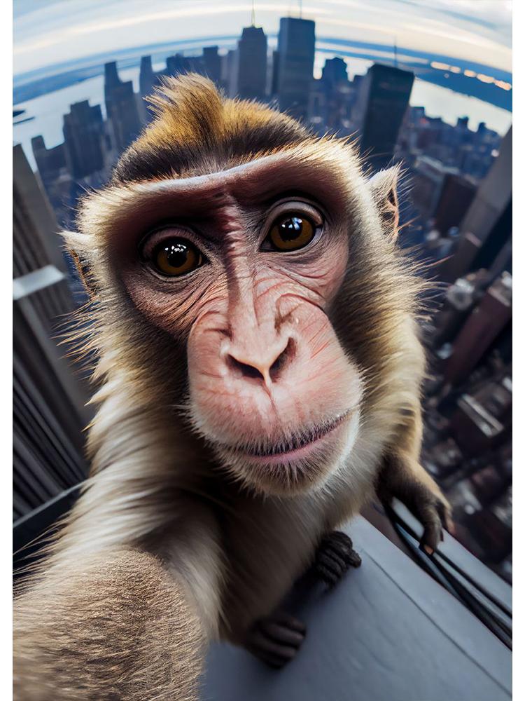 Забавная обезьяна селфи счастливый шимпанзе плакат с принтом холст картина животное настенное искусство для гостиной домашний декор Cuadros