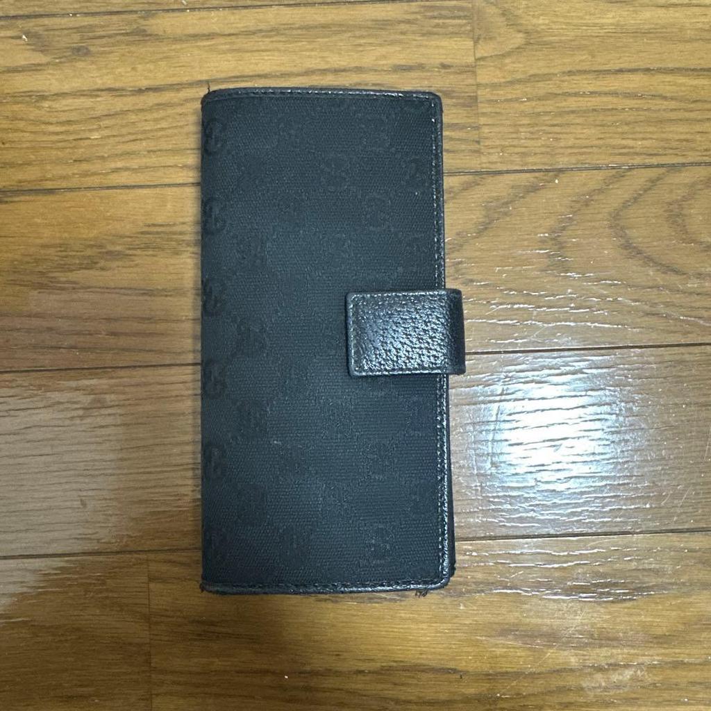 Used GUCCI Black Leather Long Wallet