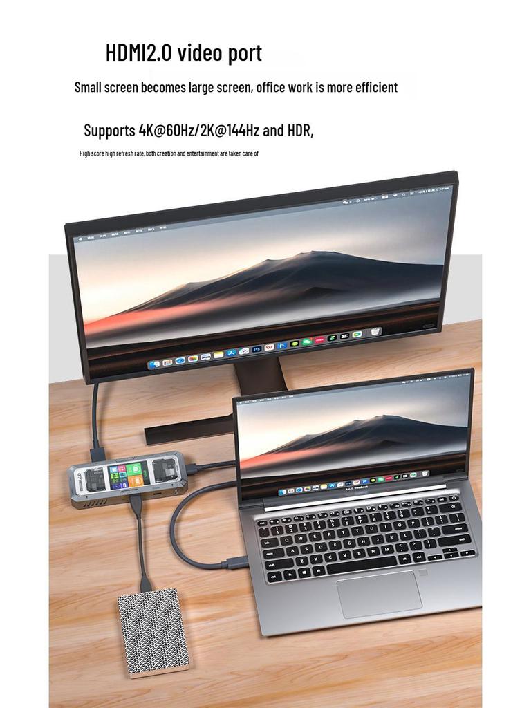 Док-станция Piva G71 Smart Type-C: HDMI 4K60Гц, Gigabit Ethernet, Высокоскоростной разветвитель