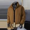 Mens Winter Thickened Stand Collar Cotton Puffer Jacket Loose Fit Solid Color Casual Warm Outerwear 2026