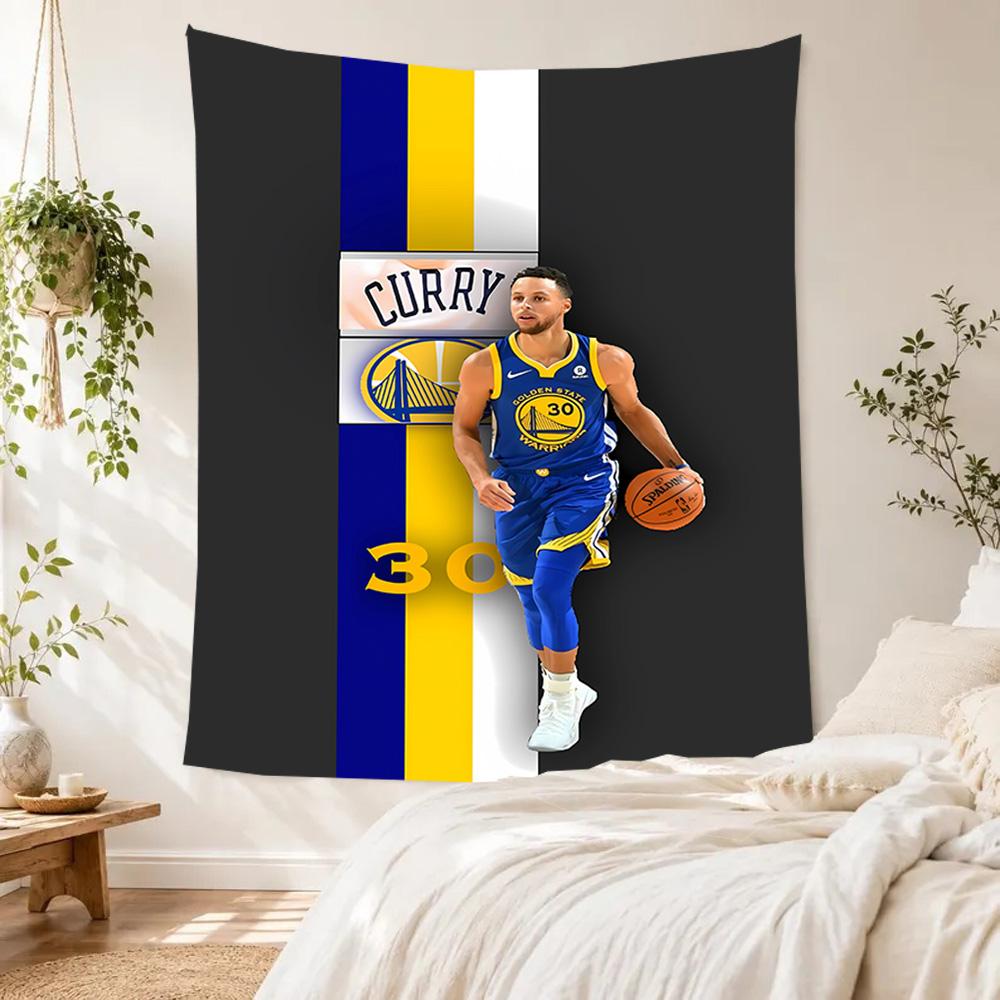Golden State Warriors Curry Retro Tapestry Psychedelic Art Suitable for Studio Wall Reading Corner Dorm Wall Versatile Decor Exotic Pattern
